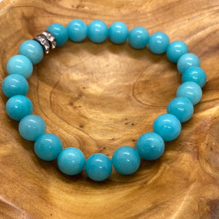 Plus Size Light Blue Round Stretch Bracelet
