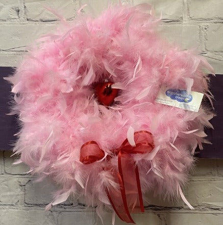 Pink Feather Heart Wreath