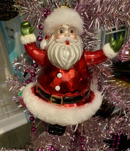 Eric Cortina Lg Glass Retro Santa Claus Christmas Ornament
