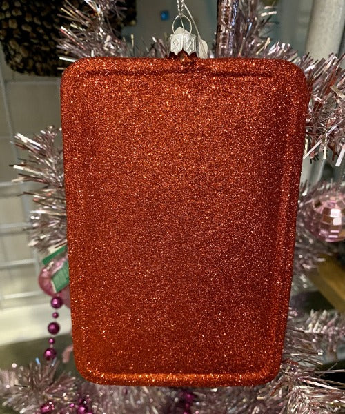 Glass Holiday Shopper Red Dress Disc Christmas Ornament