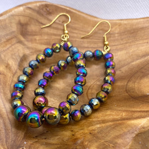 Custom Made in The USA Iridescent Beads Loop Earrings
