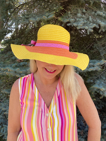 Yellow Wide Brim Summer Straw Hat