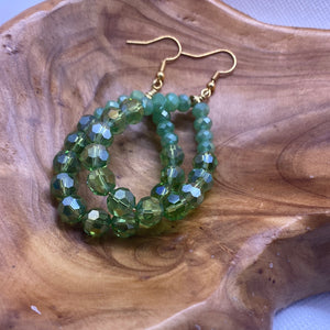 Green Beaded Loop Earrings