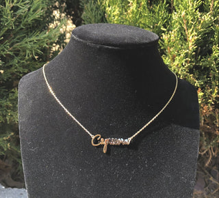 Capricorn Handwritten Gold Tone Zodiac Chain Necklace
