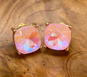 Baby Pink Square Post Earrings