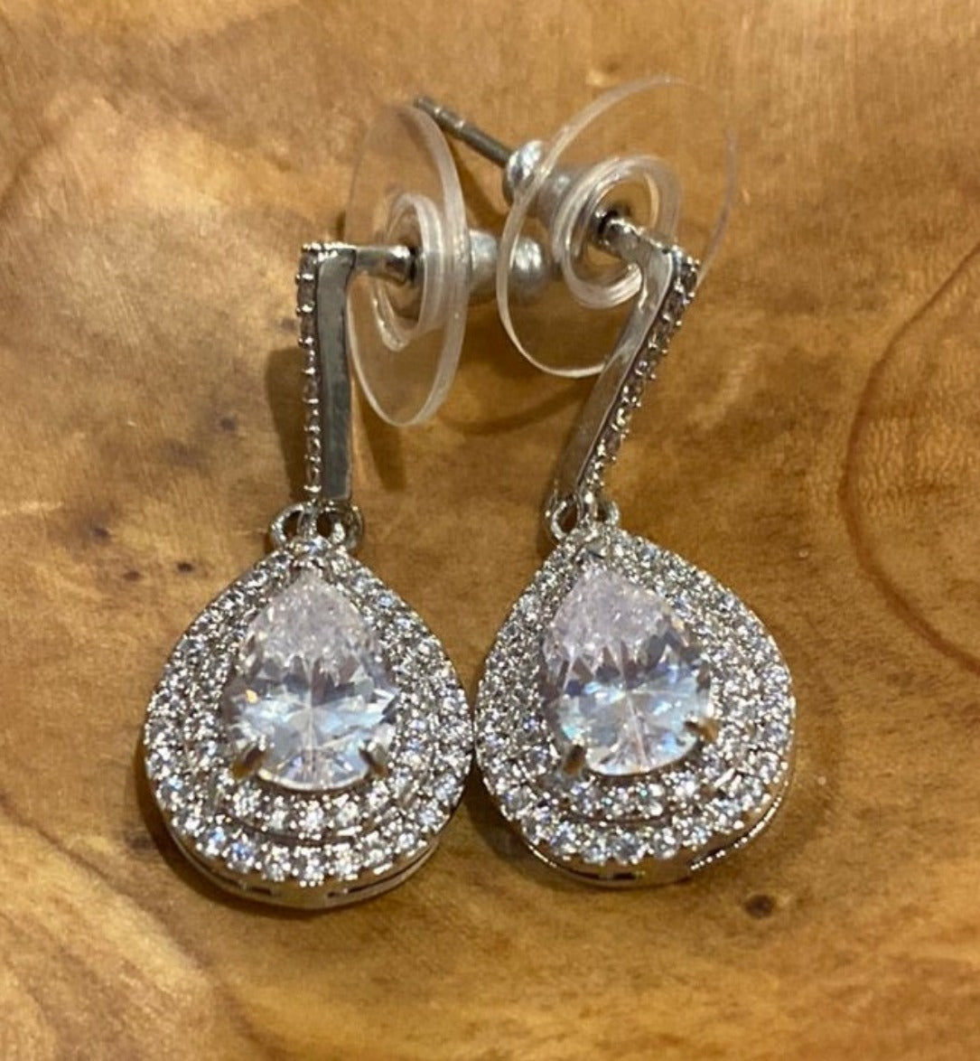 Pear Shape CZ Diamond Earrings