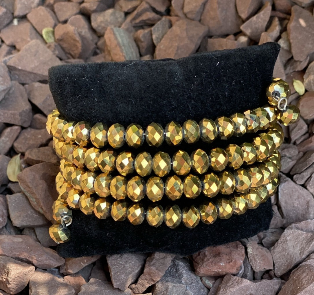 Gold Tone Beaded Wrap Bracelet