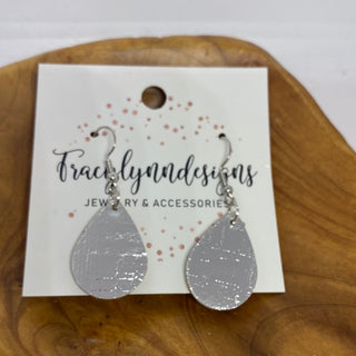 Small Silver Foil Leather Earrings