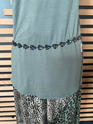 Smoky Triangle Crystal Bling Chain Link Belt