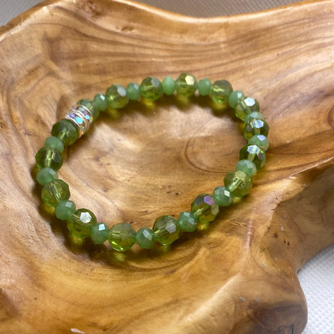 Custom Green Beaded Stretch Bracelet