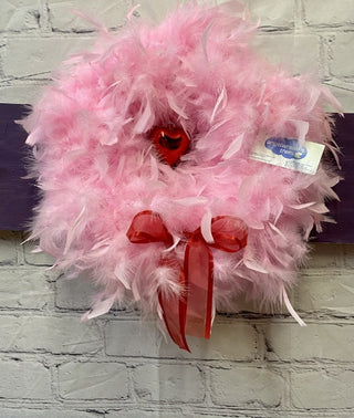 Pink Feather Heart Wreath