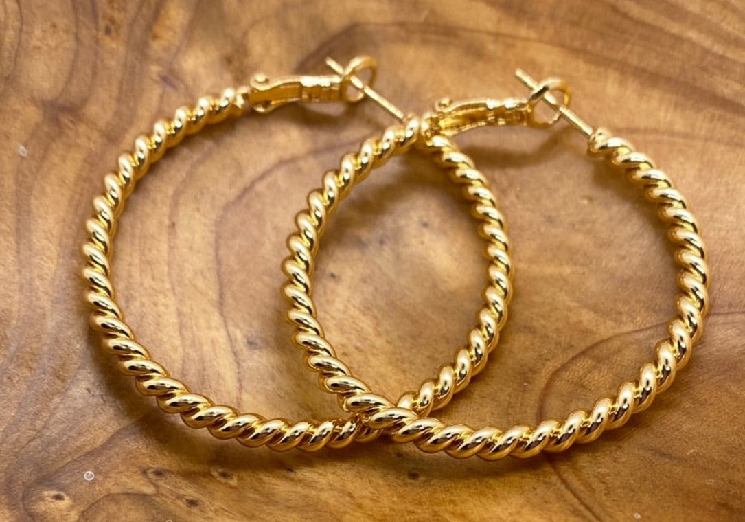 14K Gold Dipped Twisted Rope Earrings