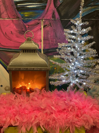 24 inch Prelit LED Silver Tinsel Tree