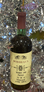 Bordeaux Bottle Of Wine Ornament
