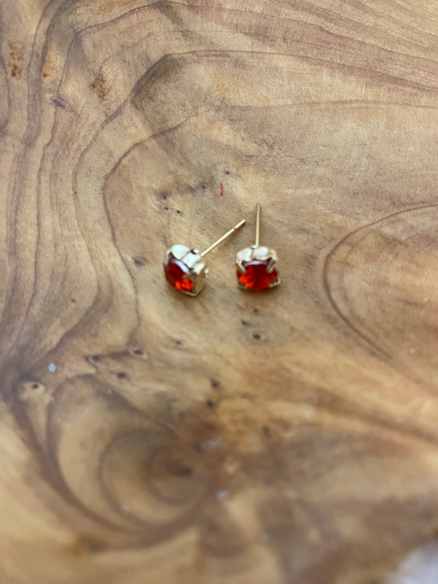 Red Rhinestone Post Earrings