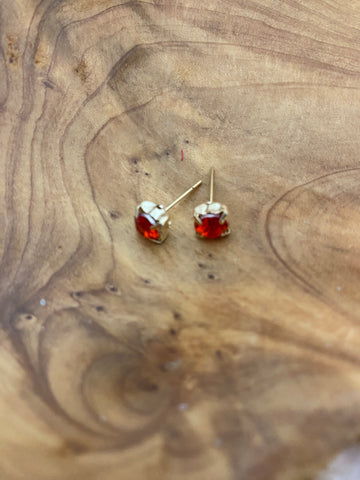 Red Rhinestone Post Earrings