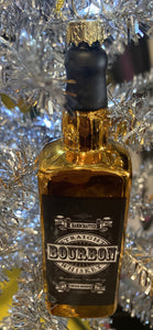 Straight Bourbon Whiskey Bottle Glass Christmas Ornament