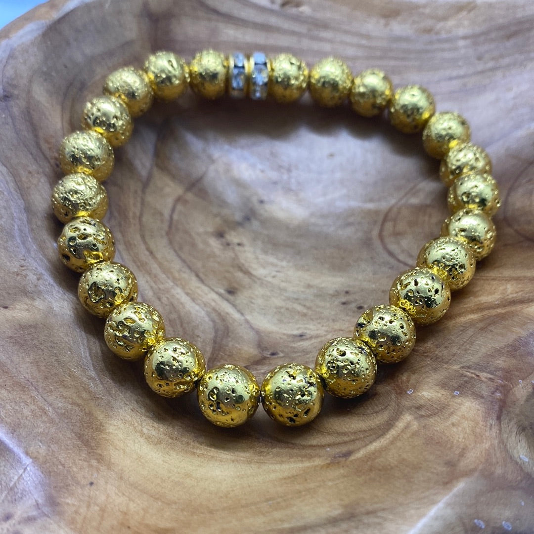 Plus Size Gold Lava Bead Bracelet