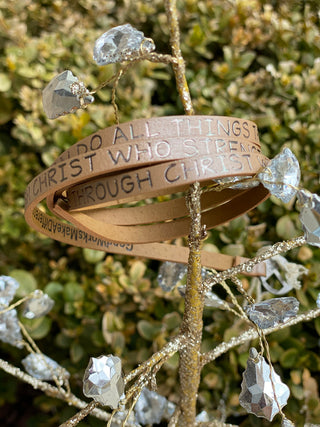 I Can do All Things Through Christ Who Strengthens Me Philippians 4:13 Leather Bracelet
