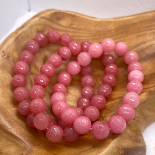 Salmon Round Bead Stretch Bracelet