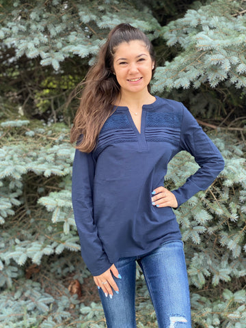 Long Sleeve Lightweight V Neck Top Shirt