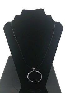 Long Silver Tone Circle Statement Necklace