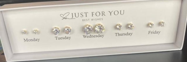 Five Days of The Week Rhinestone Stud Earrings