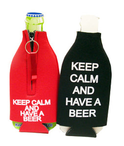 Red Keep Calm and have a Beer Bottle Cooler