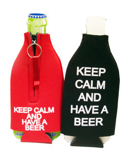 Black Keep Calm and have a Beer Bottle Cooler