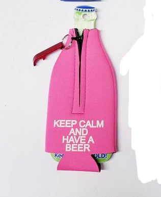 Pink Keep Calm and have a Beer Bottle Cooler