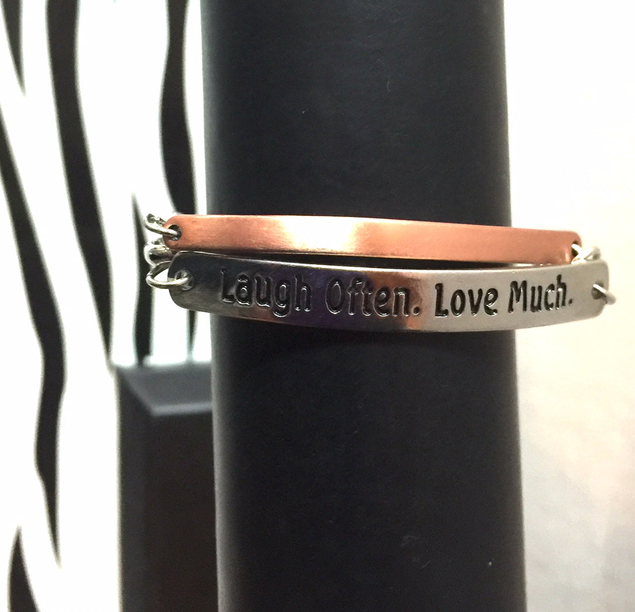 Laugh Often Love Much Mixed Metal Chain Link Bracelet
