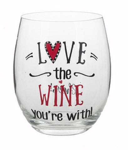 Red Love the Wine You're With Stemless Wine Glass