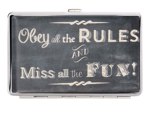 Obey The Rules Miss all the Fun Business Card Holder Credit Card Wallet