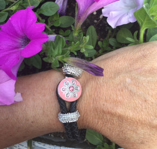 Peach with Crystal Flowers Interchangeable Snap Jewelry