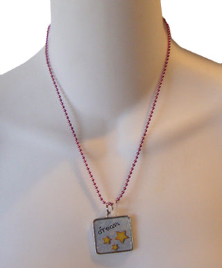 Pink Ball Chain Charm Necklace
