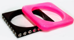 Black Pink Square Bangle Bracelet Set