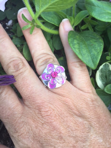 Pink Flower Shaped Interchangeable Snap Jewelry