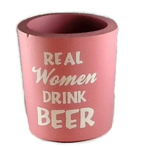 Pink Real Women Drink Beer Can Cooler