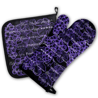 Grapevine Oven Mitt Glove and Potholder Set