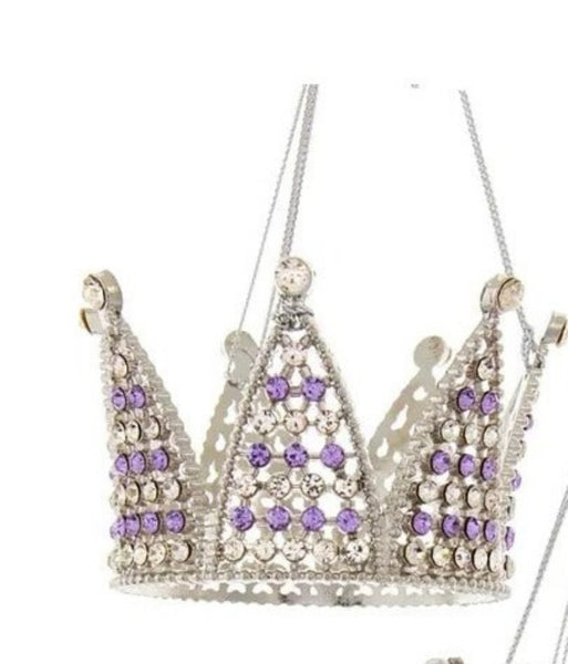 Purple Clear Rhinestone  Crown Ornament