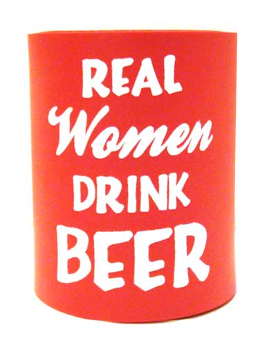 Real Women Drink Beer Red Can Koozie