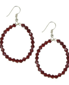 Red Crystal Bead Round Dangle Earrings