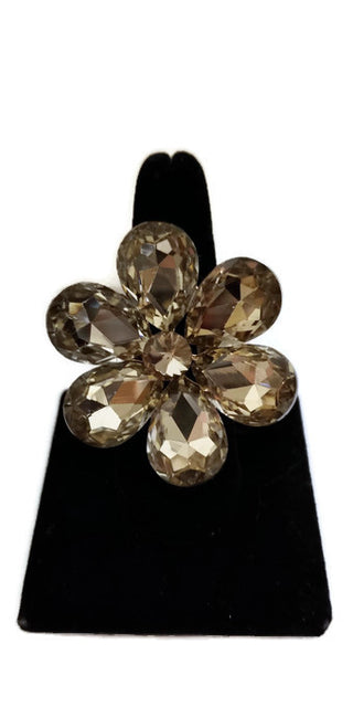 Smoky Flower Stone Stretch Ring