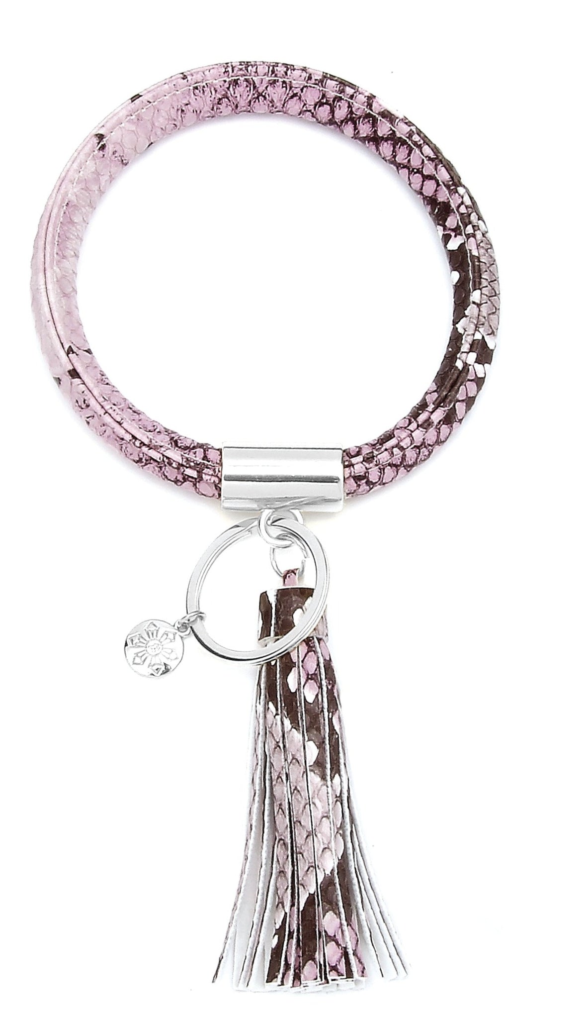 Pink Snakeskin Bracelet Key Ring