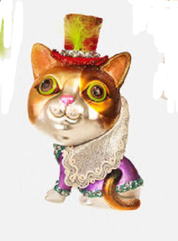 Couture Top Hat Cat Christmas Ornament
