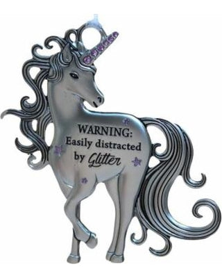 Unicorn Ornament Warning Easily Distracted