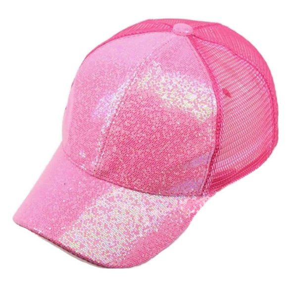 Ponytail Messy Bun Baseball Cap Adjustable Hat Glitter