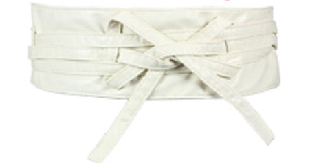 White Faux Leather Wrap Belt