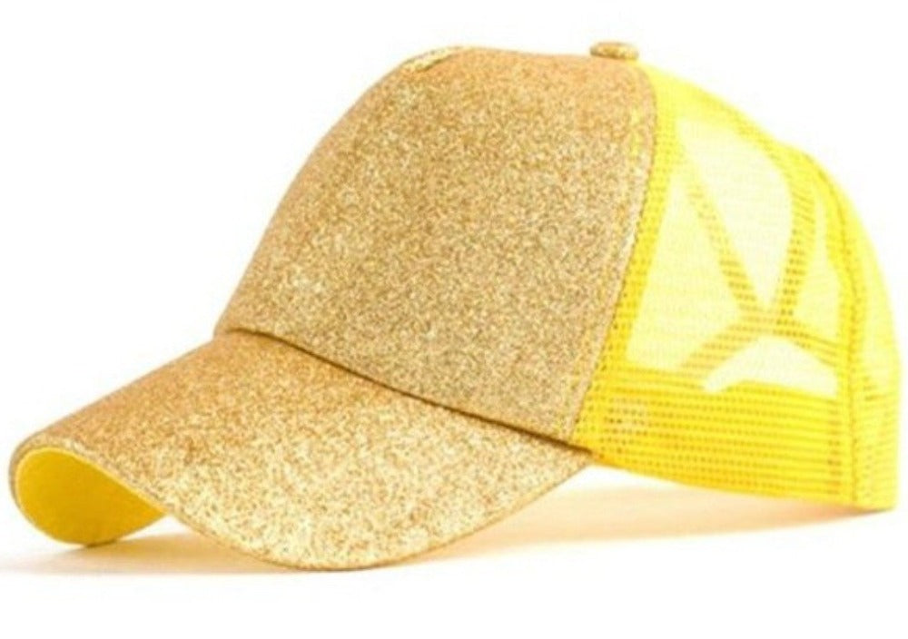 Yellow Ponytail Messy Bun Baseball Cap Adjustable Hat